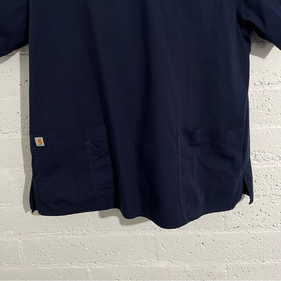 Carhartt Mens Scrubs Shirt XL Blue Short Sleeve Rip Stop V Neck G8 - Picture 3 of 6